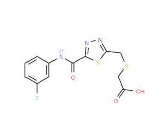 {[(5-{[(3-Fluorophenyl)amino]carbonyl}-1,3,4-thiadiazol-2-yl)methyl]thio}acetic acid - chemical structure image