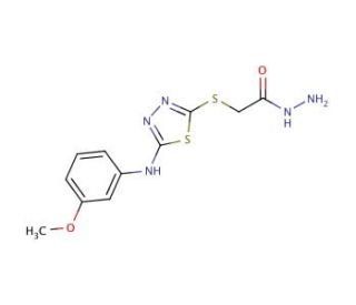 [5-(3-Methoxy-phenylamino)-[1,3,4]thiadiazol-2-ylsulfanyl]-acetic acid hydrazide - chemical structure image