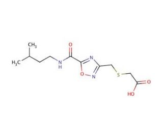 {[(5-{[(3-Methylbutyl)amino]carbonyl}-1,2,4-oxadiazol-3-yl)methyl]thio}acetic acid - chemical structure image