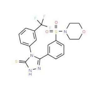 5-[3-(Morpholine-4-sulfonyl)-phenyl]-4-(3-trifluoromethyl-phenyl)-4H-[1,2,4]triazole-3-thiol - chemical structure image