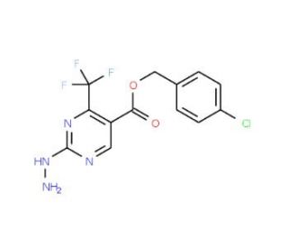 5-(4-Chlorobenzyloxycarbonyl)-4-(trifluoromethyl)-pyrimidin-2-yl hydrazine (CAS 175137-33-4) - chemical structure image
