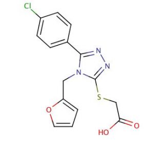 {[5-(4-chlorophenyl)-4-(2-furylmethyl)-4H-1,2,4-triazol-3-yl]thio}acetic acid - chemical structure image