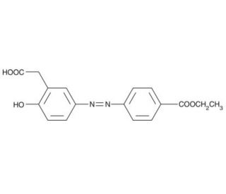 5-[[4-(ethoxycarbonyl)phenyl]azo]-2-hydroxy-benzeneacetic acid (CAS 78028-01-0) - chemical structure image