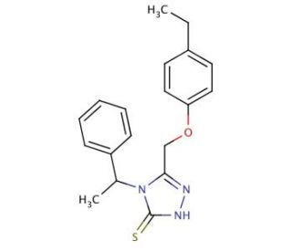 5-(4-Ethyl-phenoxymethyl)-4-(1-phenyl-ethyl)-4H-[1,2,4]triazole-3-thiol - chemical structure image