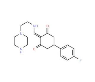 5-(4-Fluorophenyl)-2-{[(2-piperazin-1-ylethyl)-amino]methylene}cyclohexane-1,3-dione - chemical structure image