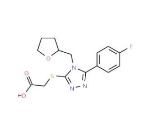 {[5-(4-fluorophenyl)-4-(tetrahydrofuran-2-ylmethyl)-4H-1,2,4-triazol-3-yl]thio}acetic acid - chemical structure image