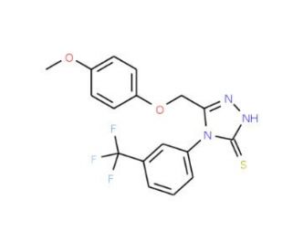 5-(4-Methoxy-phenoxymethyl)-4-(3-trifluoromethyl-phenyl)-4H-[1,2,4]triazole-3-thiol - chemical structure image
