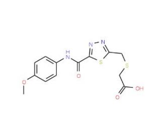 {[(5-{[(4-Methoxyphenyl)amino]carbonyl}-1,3,4-thiadiazol-2-yl)methyl]thio}acetic acid - chemical structure image