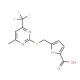 5-({[4-Methyl-6-(trifluoromethyl)pyrimidin-2-yl]-thio}methyl)-2-furoic acid - chemical structure image
