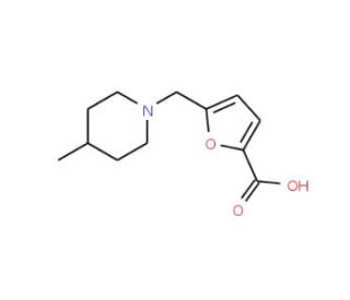 5-(4-Methyl-piperidin-1-ylmethyl)-furan-2-carboxylic acid (CAS 883543-32-6) - chemical structure image