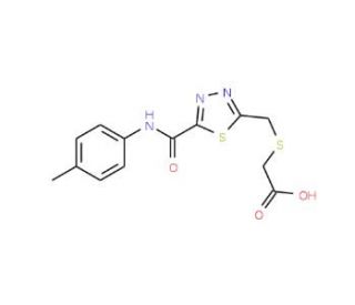 {[(5-{[(4-Methylphenyl)amino]carbonyl}-1,3,4-thiadiazol-2-yl)methyl]thio}acetic acid - chemical structure image