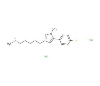 {5-[5-(4-fluorophenyl)-1-methyl-1H-pyrazol-3-yl]pentyl}(methyl)amine dihydrochloride - chemical structure image