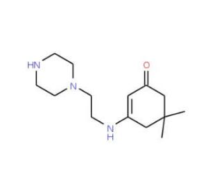 5,5-Dimethyl-3-(2-piperazin-1-yl-ethylamino)-cyclohex-2-enone - chemical structure image