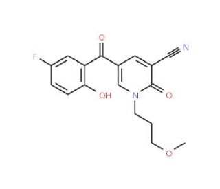 5-(5-fluoro-2-hydroxybenzoyl)-1-(3-methoxypropyl)-2-oxo-1,2-dihydropyridine-3-carbonitrile - chemical structure image
