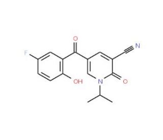 5-(5-fluoro-2-hydroxybenzoyl)-1-isopropyl-2-oxo-1,2-dihydropyridine-3-carbonitrile - chemical structure image