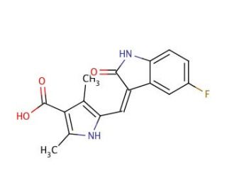 5-(5-Fluoro-2-oxo-1,2-dihydro-indol-3-ylidenemethyl)-2,4-dimethyl-1H-pyrrole-3-carboxylic Acid - chemical structure image