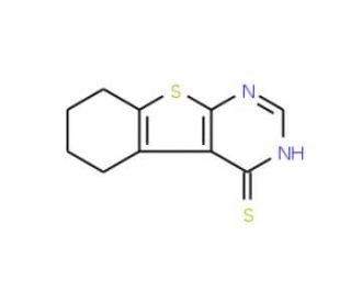 5,6,7,8-Tetrahydro-benzo[4,5]thieno[2,3-d]pyrimidine-4-thiol (CAS 40277-39-2) - chemical structure image
