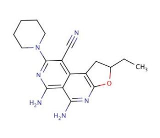 5,6-diamino-2-ethyl-8-piperidin-1-yl-1,2-dihydrofuro[2,3-c]-2,7-naphthyridine-9-carbonitrile - chemical structure image