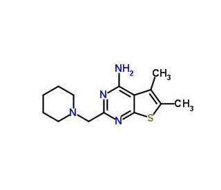 5,6-dimethyl-2-(piperidin-1-ylmethyl)thieno[2,3-d]pyrimidin-4-amine - chemical structure image
