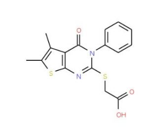 (5,6-Dimethyl-4-oxo-3-phenyl-3,4-dihydro-thieno[2,3-d]pyrimidin-2-ylsulfanyl)-acetic acid - chemical structure image