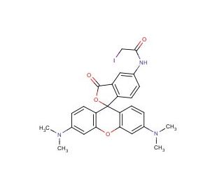 5(6)-Iodoacetamidotetramethylrhodamine (CAS 136538-85-7) - chemical structure image