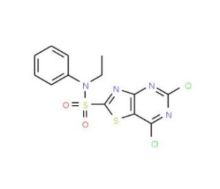 5,7-Dichlorothiazolo[4,5-d]pyrimidin-2-sulfonic acid ethylphenylamide - chemical structure image