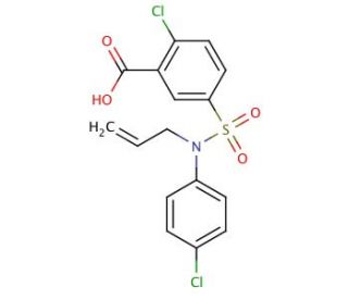 5-[Allyl-(4-chloro-phenyl)-sulfamoyl]-2-chloro-benzoic acid - chemical structure image