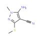 5-amino-1-methyl-3-(methylthio)-1H-pyrazole-4-carbonitrile - chemical structure image