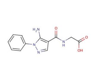 {[(5-amino-1-phenyl-1H-pyrazol-4-yl)carbonyl]amino}acetic acid (CAS 956191-91-6) - chemical structure image