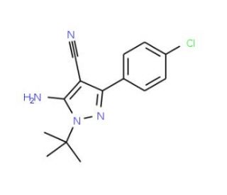 5-Amino-1-(tert-butyl)-3-(4-chlorophenyl)-1H-pyrazole-4-carbonitrile (CAS 180903-14-4) - chemical structure image