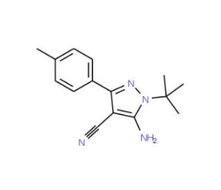 5-Amino-1-(tert-butyl)-3-(4-methylphenyl)-1H-pyrazole-4-carbonitrile (CAS 186896-24-2) - chemical structure image