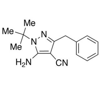 5-Amino-1-tert-butyl-3-phenylmethyl-4-cyanopyrazole (CAS 158001-18-4) - chemical structure image