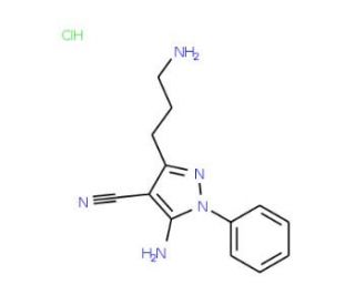 5-amino-3-(3-aminopropyl)-1-phenyl-1H-pyrazole-4-carbonitrile hydrochloride - chemical structure image