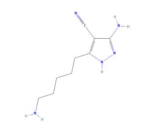 5-amino-3-(5-aminopentyl)-1H-pyrazole-4-carbonitrile - chemical structure image
