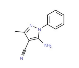 5-Amino-3-methyl-1-phenyl-1H-pyrazole-4-carbonitrile (CAS 5346-56-5) - chemical structure image