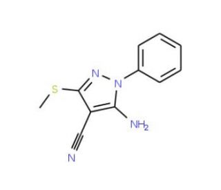 5-amino-3-(methylthio)-1-phenyl-1H-pyrazole-4-carbonitrile (CAS 59334-11-1) - chemical structure image