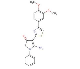 5-Amino-4-[4-(3,4-dimethoxy-phenyl)-thiazol-2-yl]-1-phenyl-1,2-dihydro-pyrrol-3-one - chemical structure image