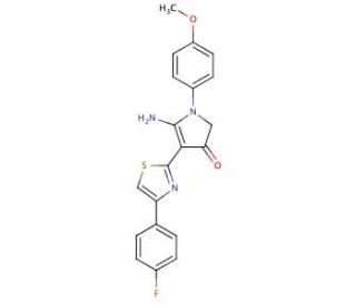 5-Amino-4-[4-(4-fluoro-phenyl)-thiazol-2-yl]-1-(4-methoxy-phenyl)-1,2-dihydro-pyrrol-3-one - chemical structure image
