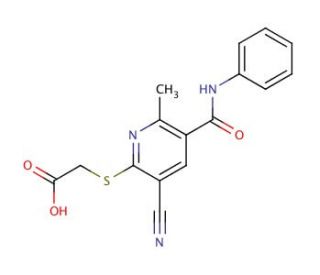 {[5-(anilinocarbonyl)-3-cyano-6-methylpyridin-2-yl]thio}acetic acid - chemical structure image