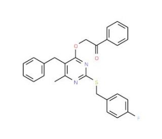 5-Benzyl-2-(4-fluorobenzylthio)-6-methyl-4-phenacyloxypyrimidine - chemical structure image