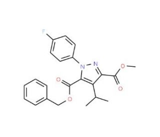 5-Benzyl 3-methyl 1-(p-fluorophenyl)-4-isopropyl-1H-pyrazole-3,5-dicarboxylate (CAS 887703-73-3) - chemical structure image