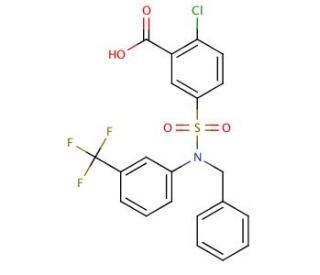 5-[Benzyl-(3-trifluoromethyl-phenyl)-sulfamoyl]-2-chloro-benzoic acid - chemical structure image