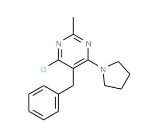5-Benzyl-4-chloro-2-methyl-6-pyrrolidin-1-yl-pyrimidine (CAS 500156-13-8) - chemical structure image