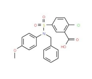 5-[Benzyl-(4-methoxy-phenyl)-sulfamoyl]-2-chloro-benzoic acid - chemical structure image