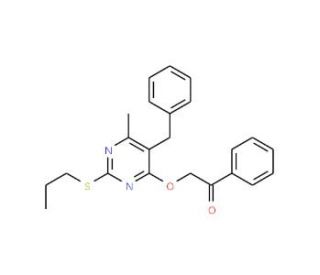 5-Benzyl-6-methyl-4-phenacyloxy-2-propylthiopyrimidine - chemical structure image