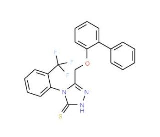 5-(Biphenyl-2-yloxymethyl)-4-(2-trifluoromethyl-phenyl)-4H-[1,2,4]triazole-3-thiol - chemical structure image