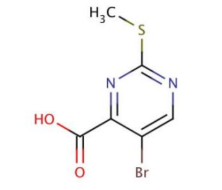 5-Bromo-2-(methylthio)pyrimidine-4-carboxylic acid (CAS 50593-92-5) - chemical structure image