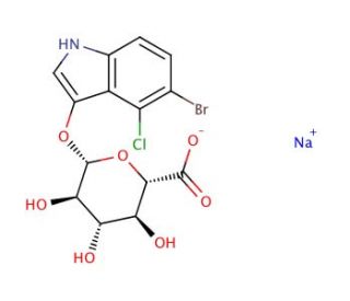 5-Bromo-4-chloro-3-indoxyl-&beta;-D-glucuronic acid sodium salt (CAS 129541-41-9) - chemical structure image