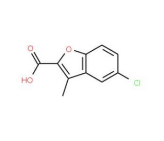 5-chloro-3-methyl-1-benzofuran-2-carboxylic acid (CAS 1134-00-5) - chemical structure image