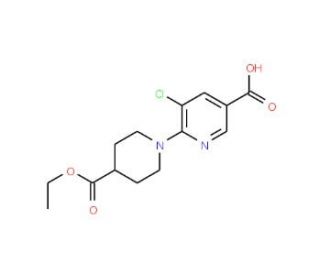 5-Chloro-6-[4-(ethoxycarbonyl)piperidino]-nicotinic acid - chemical structure image
